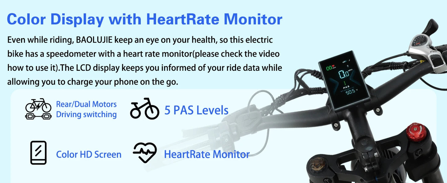 BAOLUJIE Electric Bike 1500W Peak Power E Bike for Adults