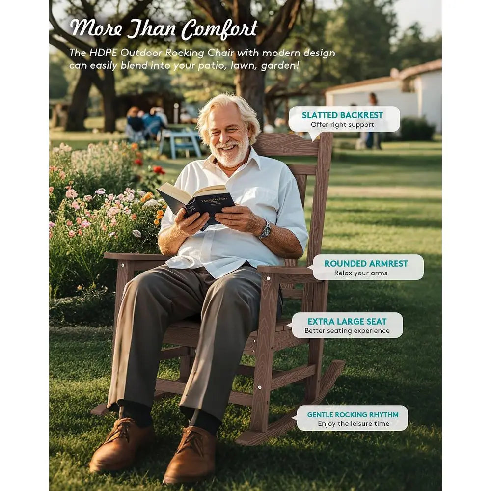HDPE Oversized Outdoor Rocking Chair For Patio And All Weather
