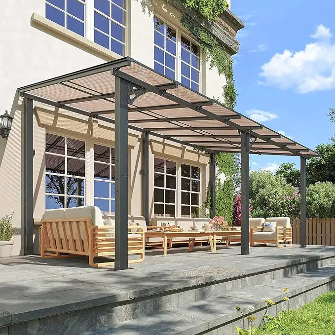 Lean To Gazebo With Aluminum Frame And Polycarbonate Roof