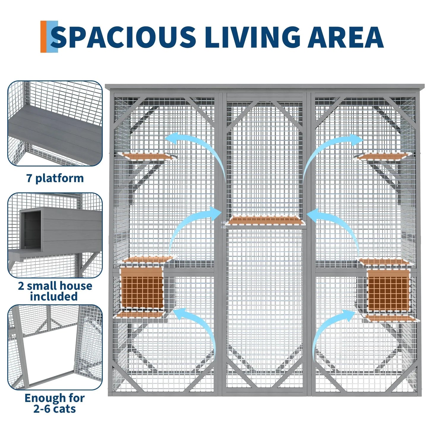 HiMISS Walk-In Catio Weather-Resistant Cedar Cat Enclosure With Locking Doors