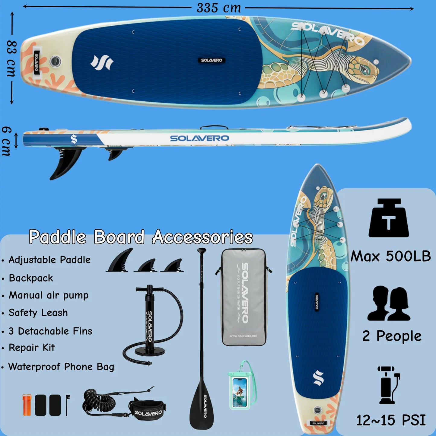 Inflatable Stand Up Paddle Board Non Slip EVA Deck With Premium Accessories