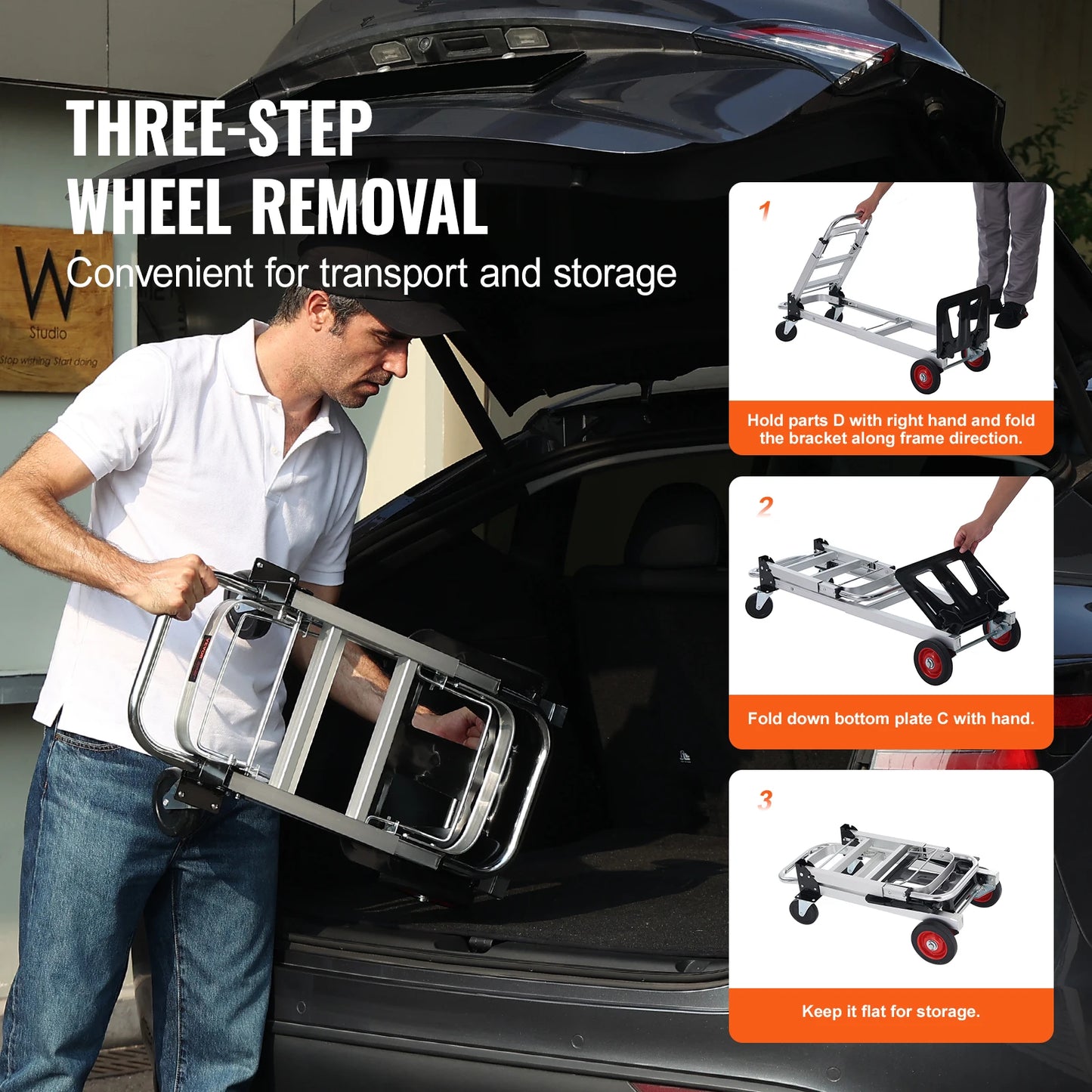 SucceBuy 400 Lb Folding Hand Truck Dolly With Wheels