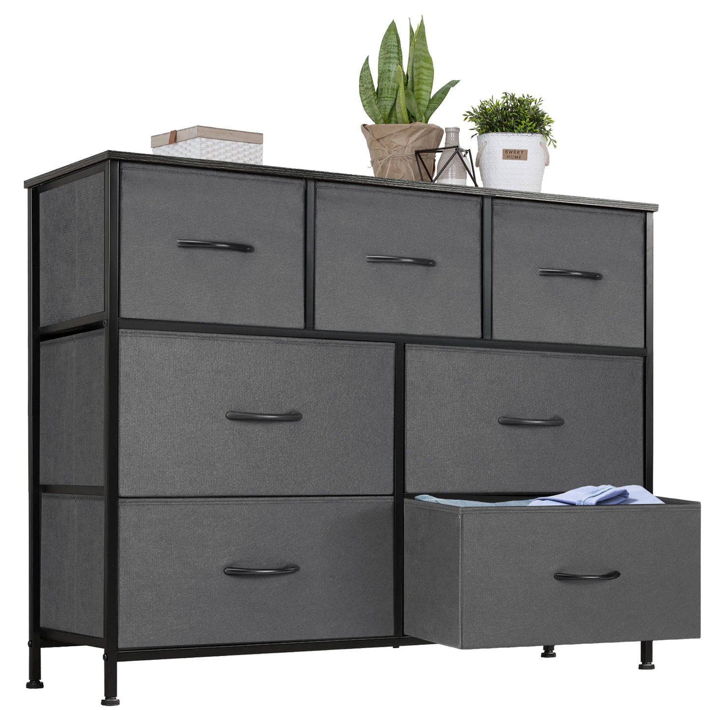 JHK Dresser With Seven Fabric Drawers Bedroom Organizer