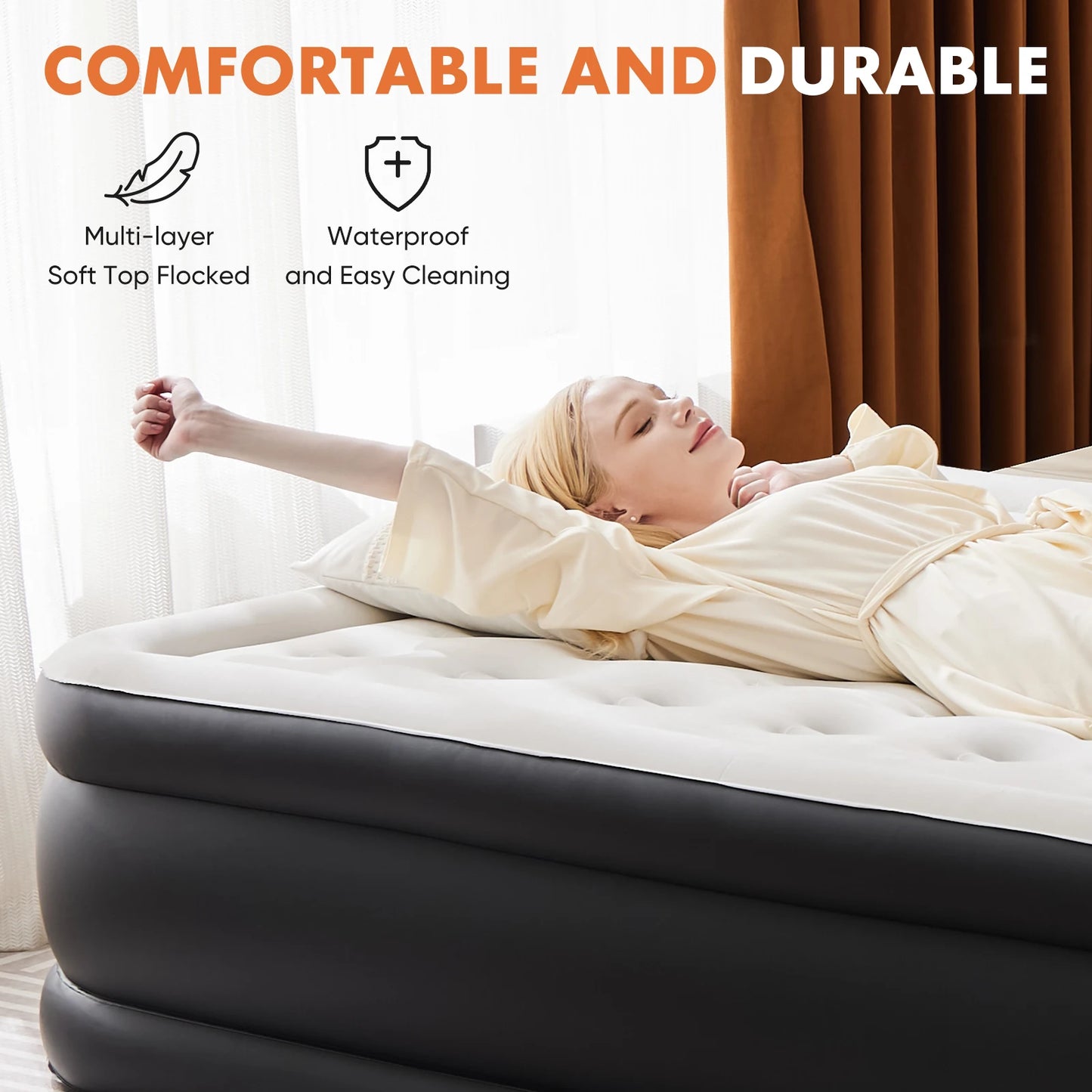 JHK Air Mattress Double Height With Non Slip Bottom