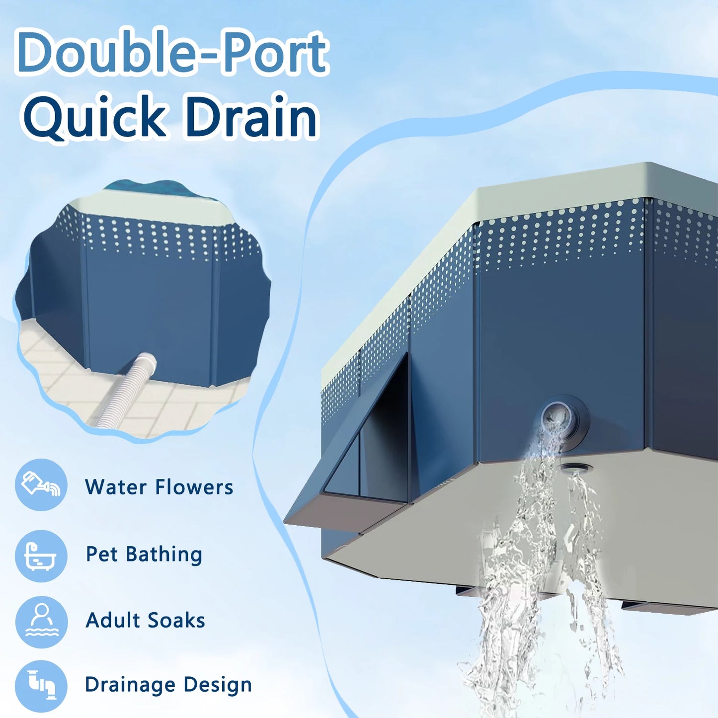 Foldable Family Pool Inflation Free PVC Durable Outdoor Backyard