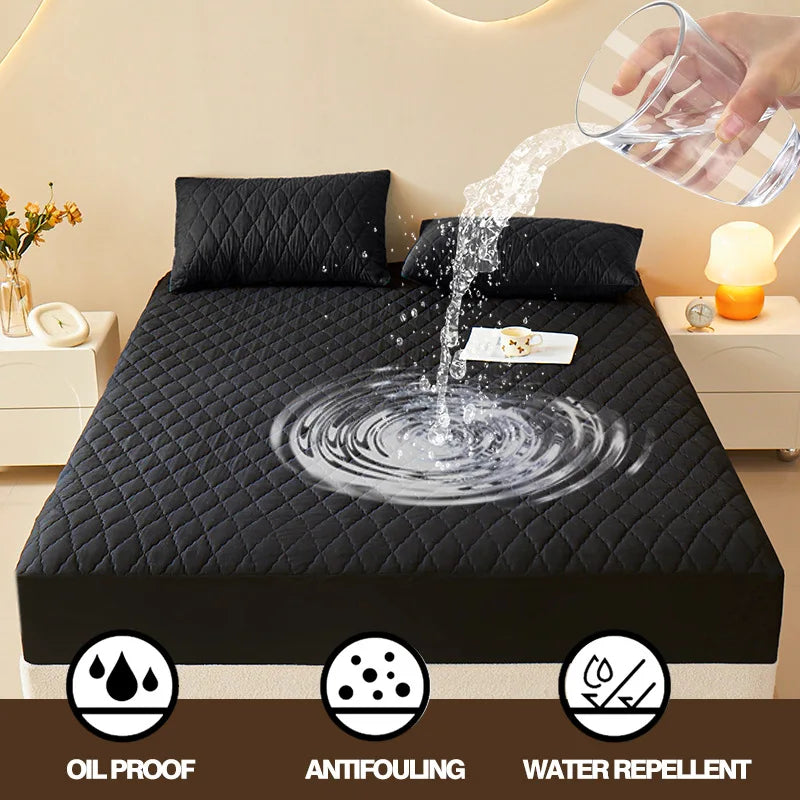 Waterproof Quilted Mattress Protector Anti Dust Mite Air Permeable