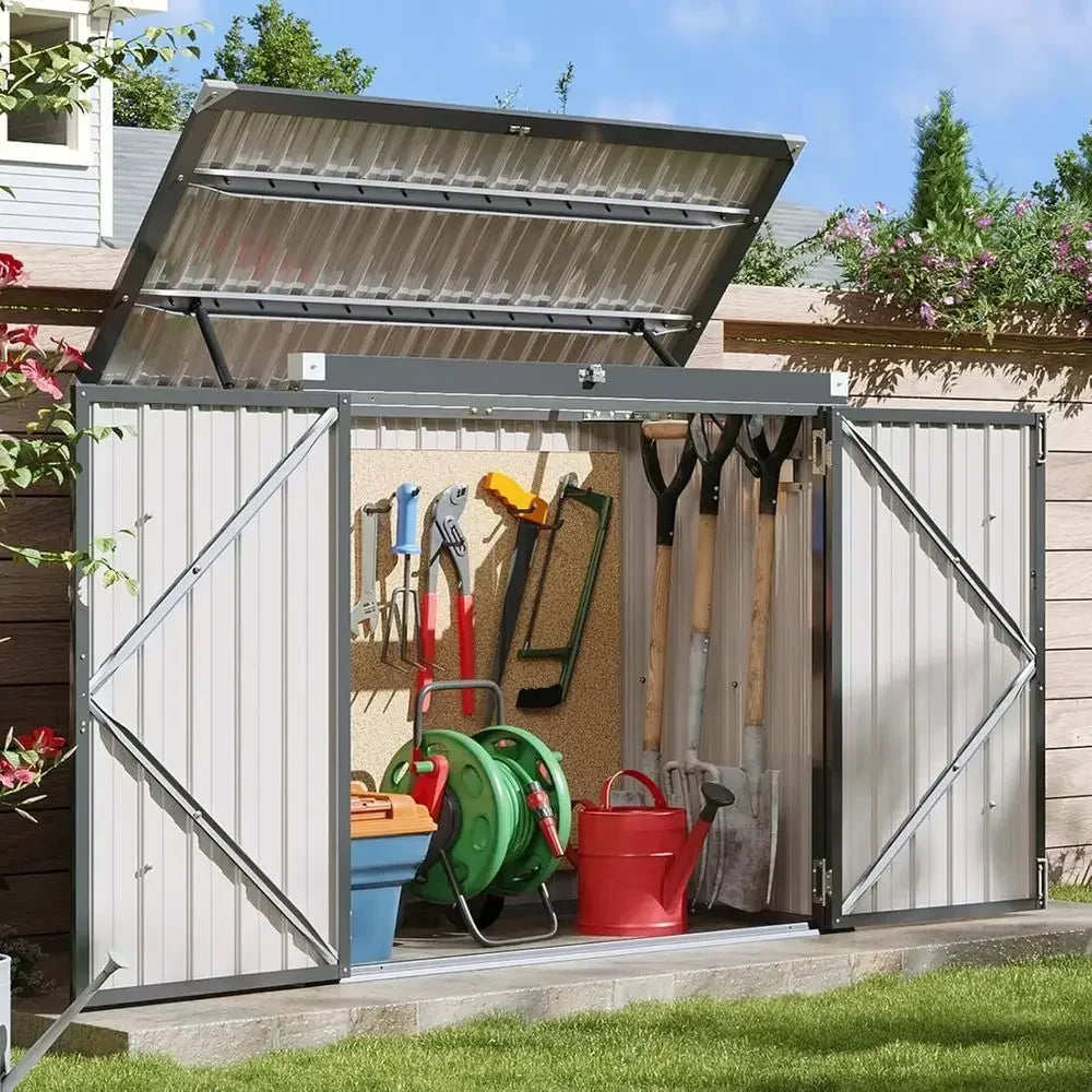Enhanced Metal Outdoor Storage Shed for Trash Cans and Tools