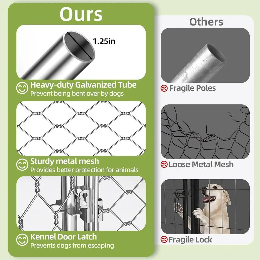 Heavy Duty Outdoor Dog Kennel With Waterproof Roof Fence