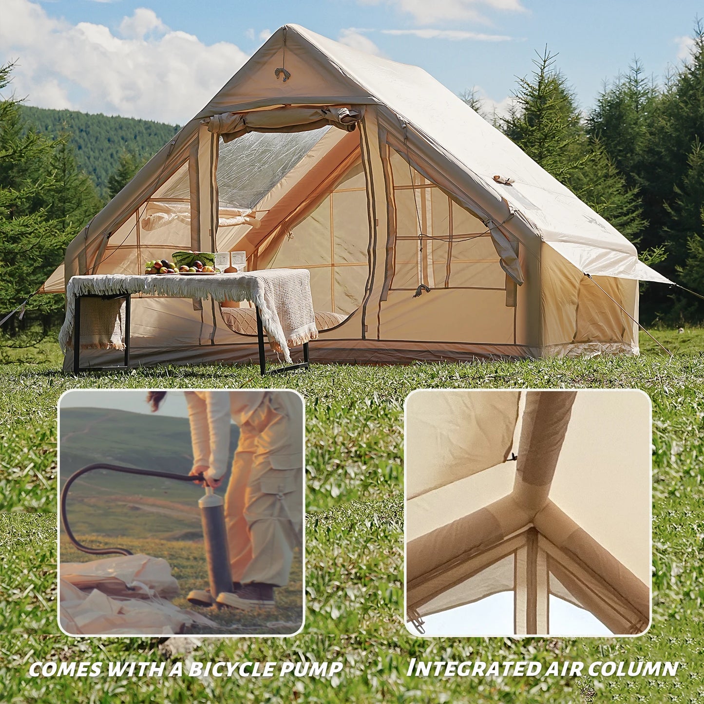 Pakicetus Inflatable Camping Tent Quick Setup Air Frame