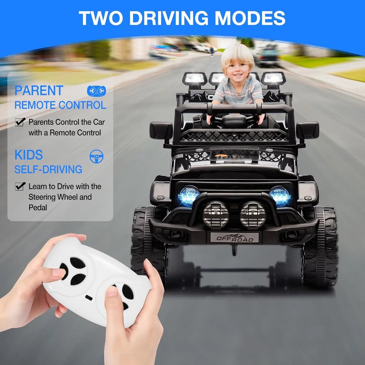12V Kids Ride On Truck With Remote Control LED Lights