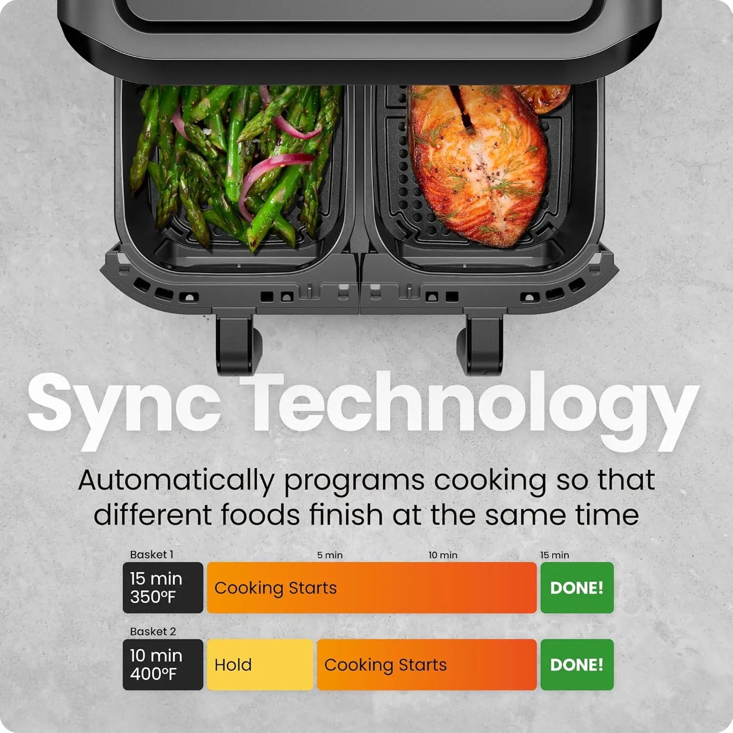 Dual Basket Air Fryer Oven With Independent Baskets
