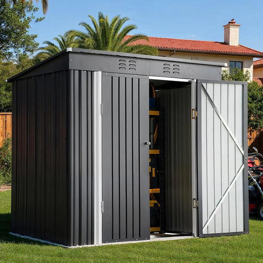 Metal Outdoor Storage Cabinet With Lockable Double Doors Waterproof