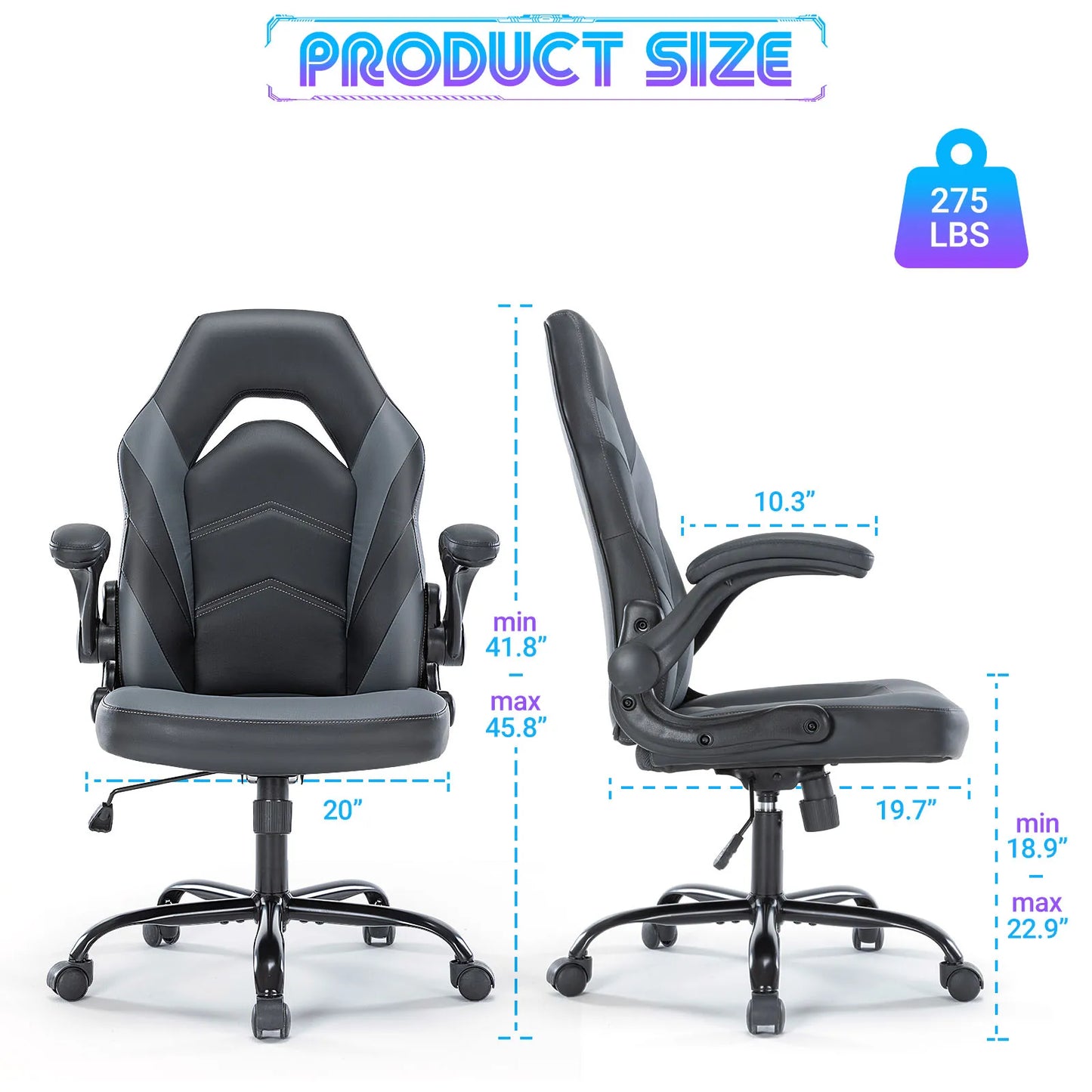 JHK Ergonomic Office Gaming Chair Adjustable PU Leather Racing Chair