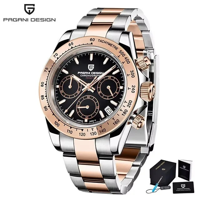 PAGANI DESIGN 1644 Men's Quartz Chronograph Luxury Stainless Steel Watch