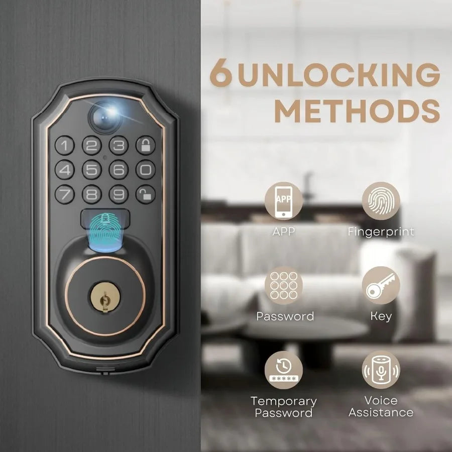 SHXI Keyless Entry Door Lock With Camera And Fingerprint