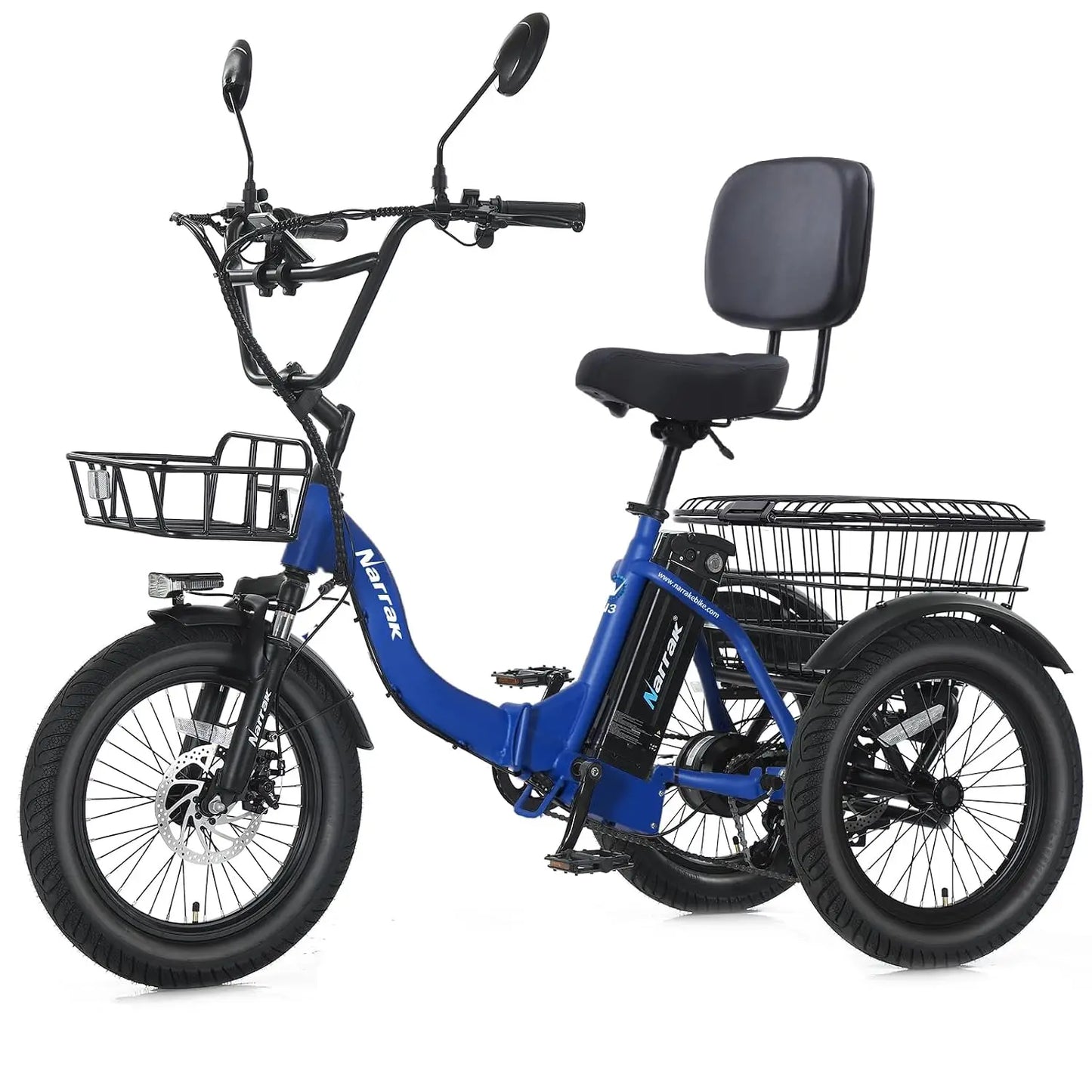 Premium Adult Fat Tire Folding Electric Tricycle Adjustable Handlebars
