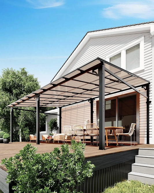 Wall Mounted Lean-To Gazebo With Aluminum Frame And Polycarbonate Roof