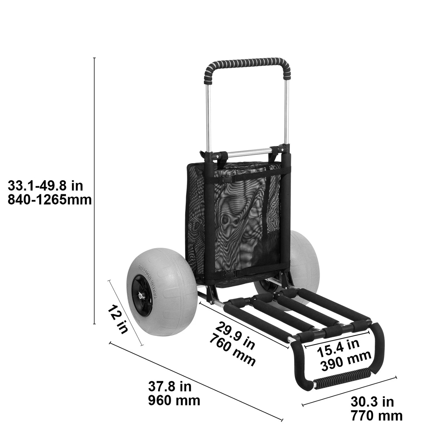 SucceBuy Beach Dolly With Big Wheels Sand Cart 165Lbs Capacity