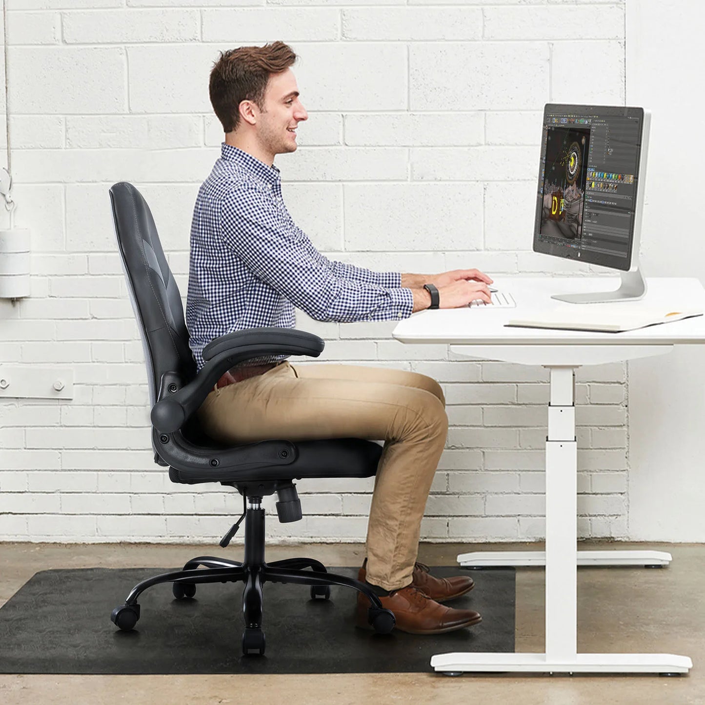 JHK Ergonomic Office Gaming Chair Adjustable PU Leather Racing Chair