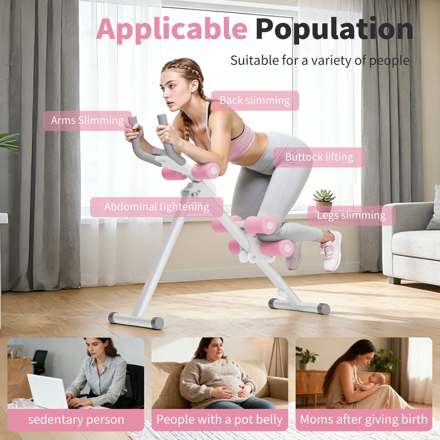 Foldable Ab Machine Core Workout Equipment 4 Level Waist Toner 250 Lb Capacity