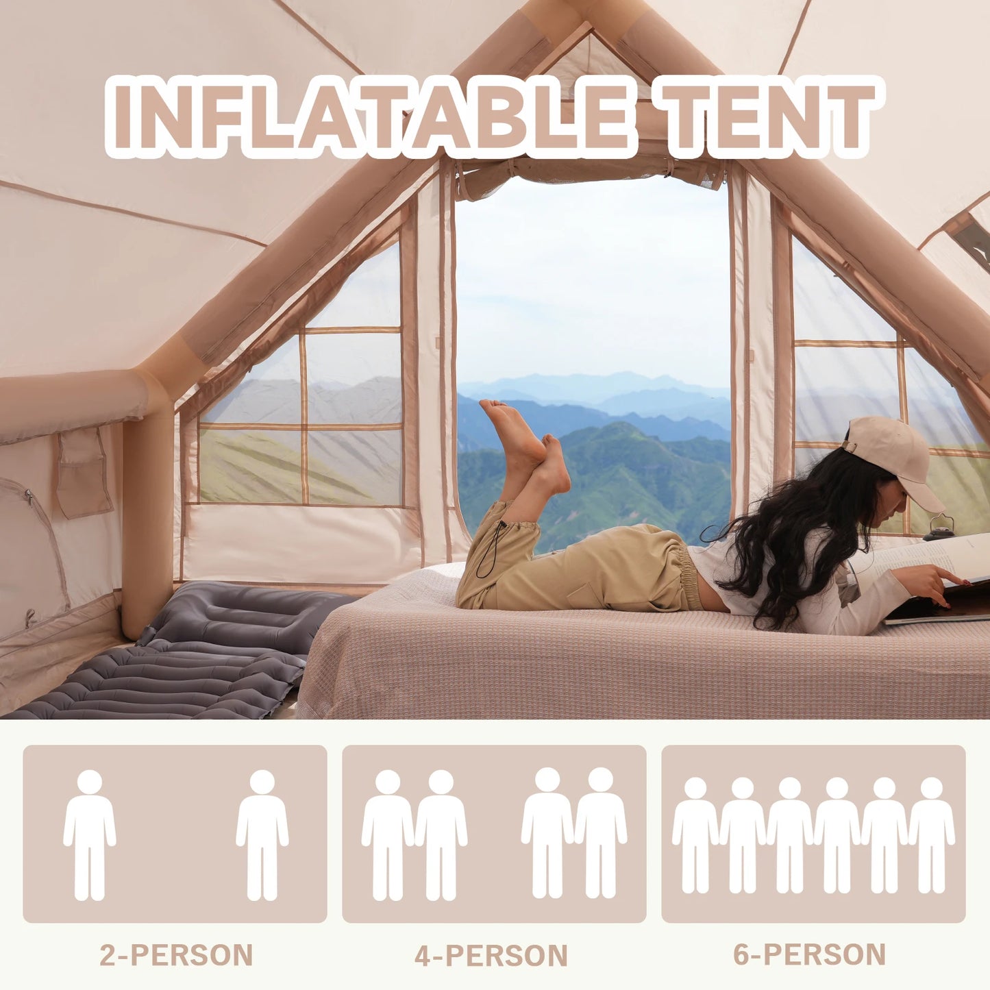 Inflatable Quick Setup Camping Tent Waterproof Family Portable Air Tent