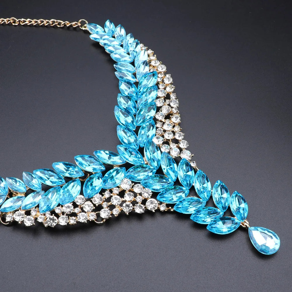 Austrian Crystal Bridal Necklace And Earring Jewelry Set