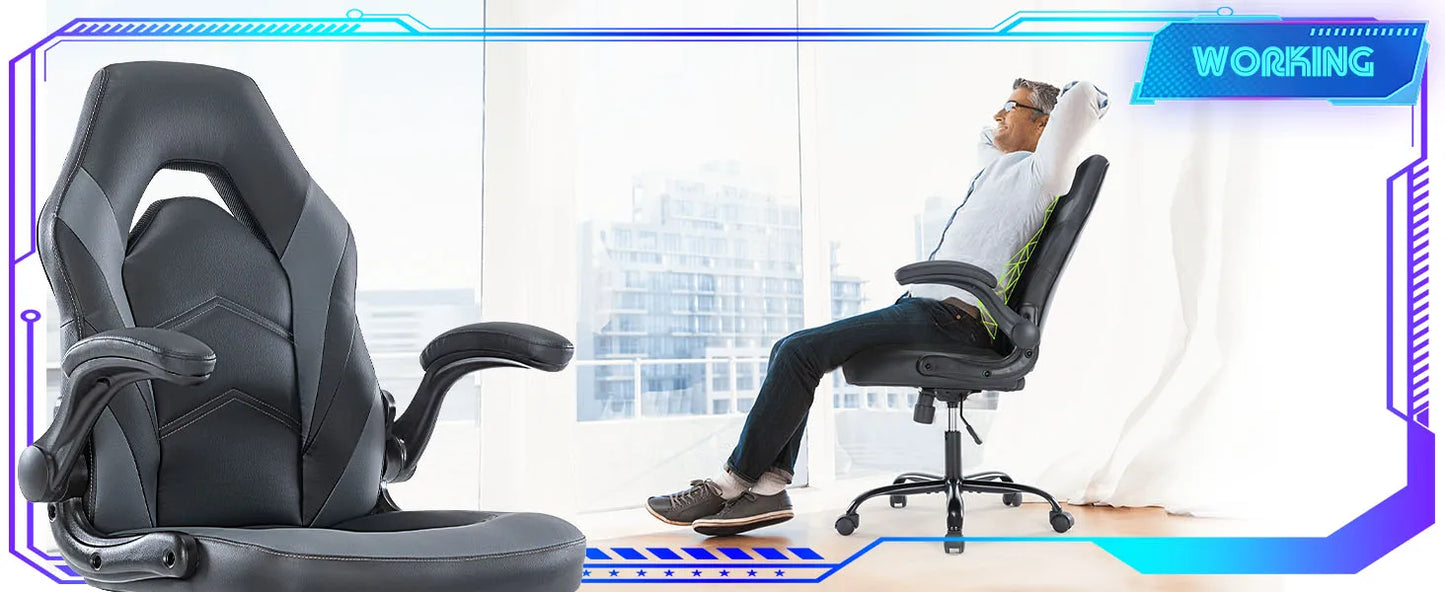 JHK Ergonomic Office Gaming Chair Adjustable PU Leather Racing Chair