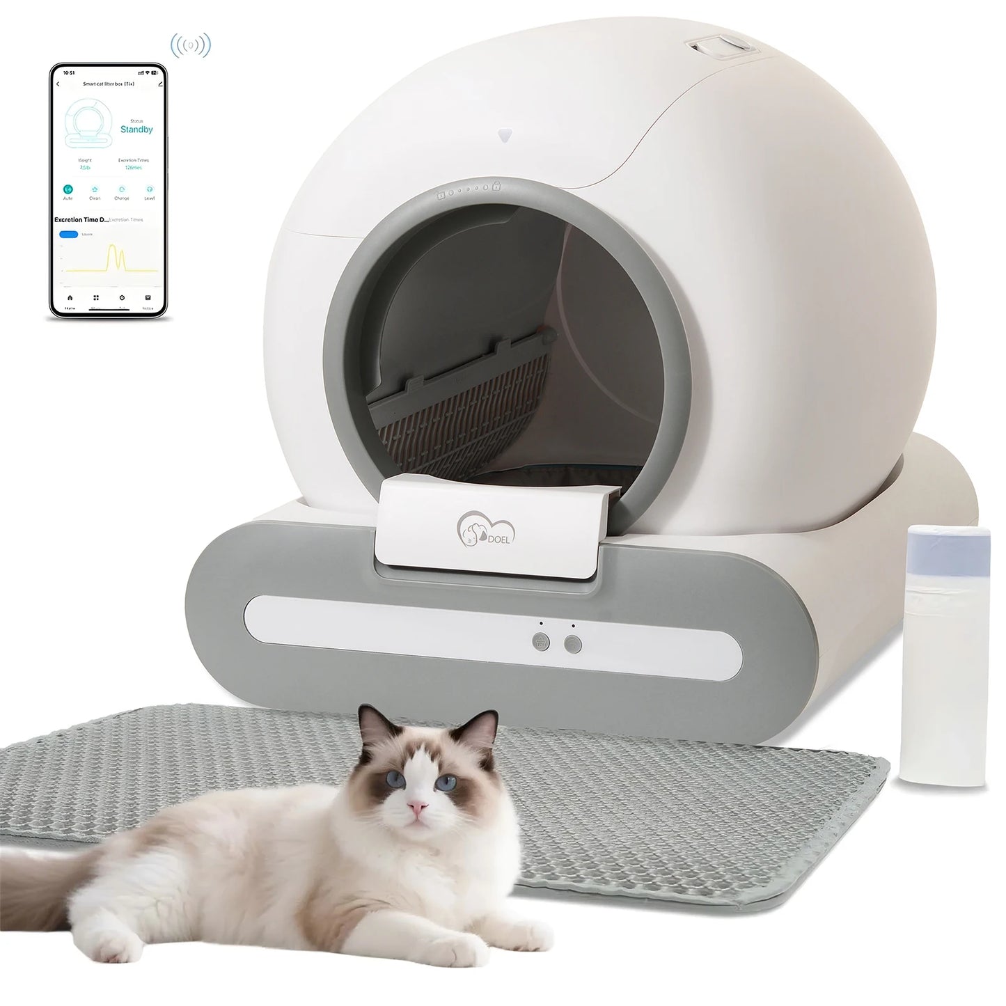 DOEL Selbstreinigendes Katzenklo mit App-Steuerung 2.4G WiFi