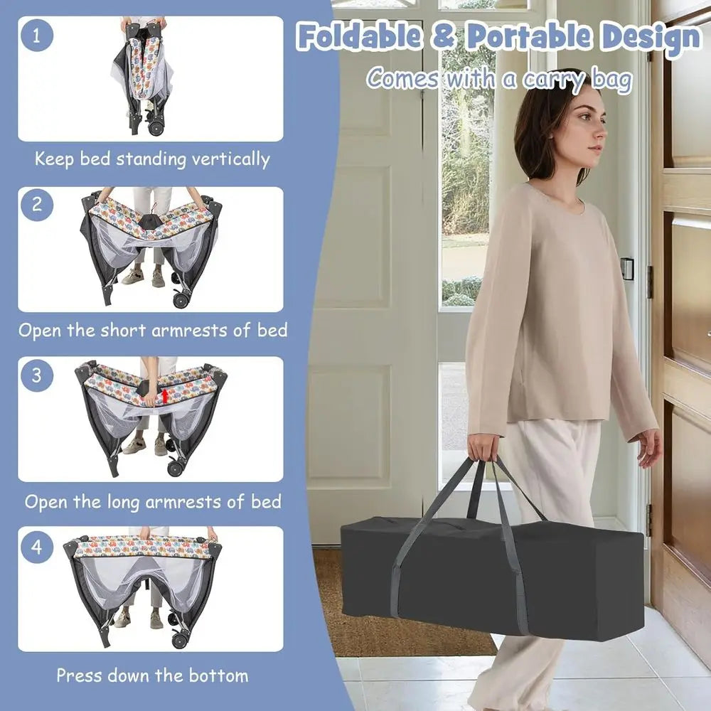 4 In 1 Portable Baby Playard Bassinet and Changing Table