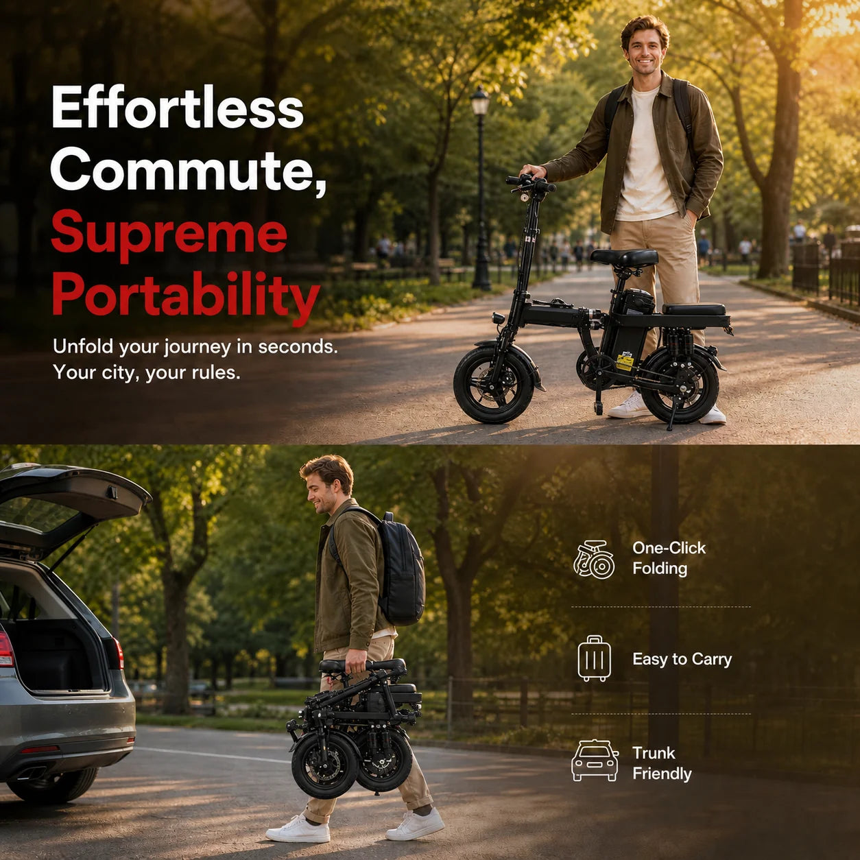 Foldable Electric Bicycle For Adults, 500W Motor, 48V Battery, 8 Shock Absorbers