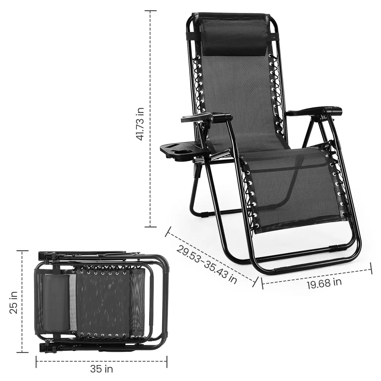 JHK Zero Gravity Two Pack Portable Recliners for Outdoor Patio