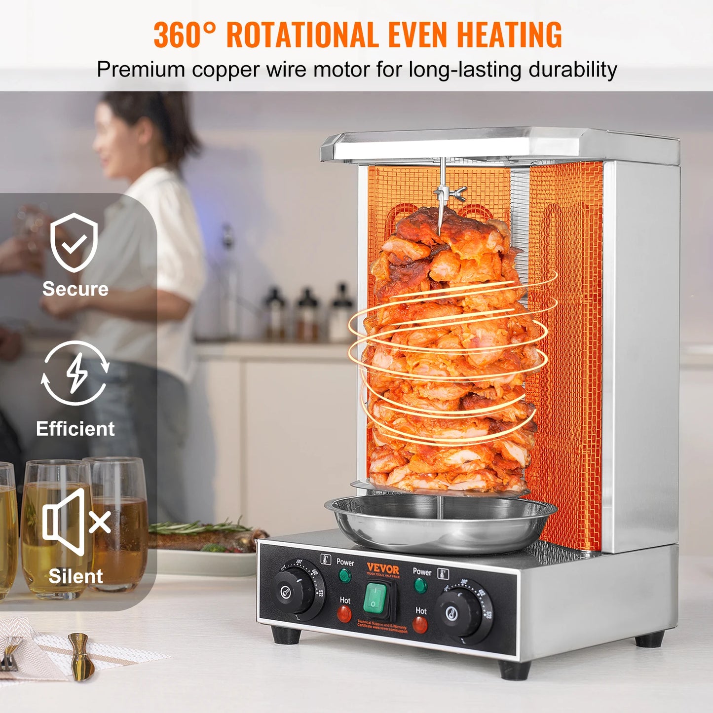 SucceBuy Shawarma Grill Machine Electric Vertical Rotisserie Oven
