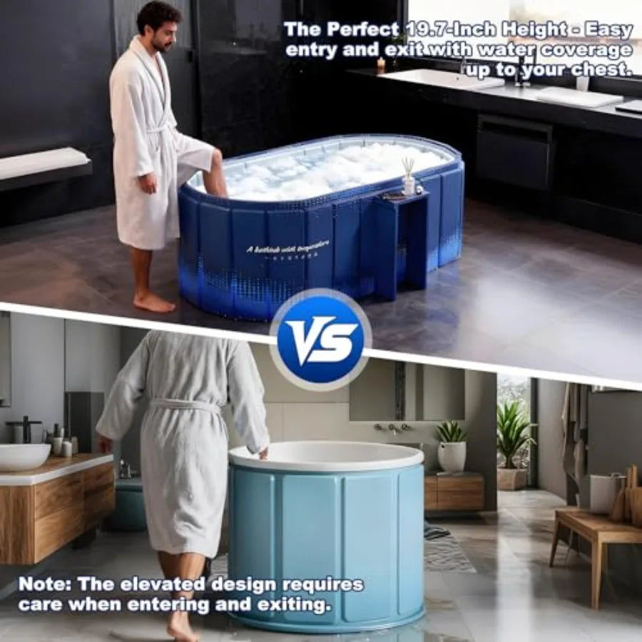 Portable Collapsible Cold Plunge Bathtub With Built In Ledges