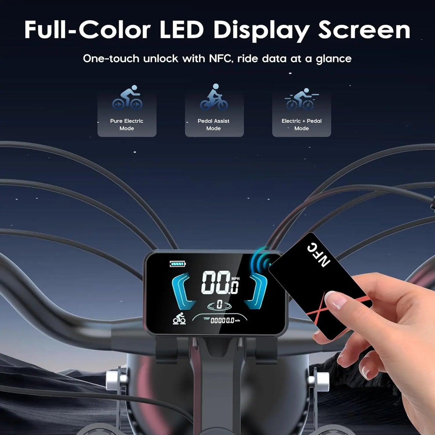 Adult Electric Bike 1500W Peak 48V Removable Battery 80 Miles