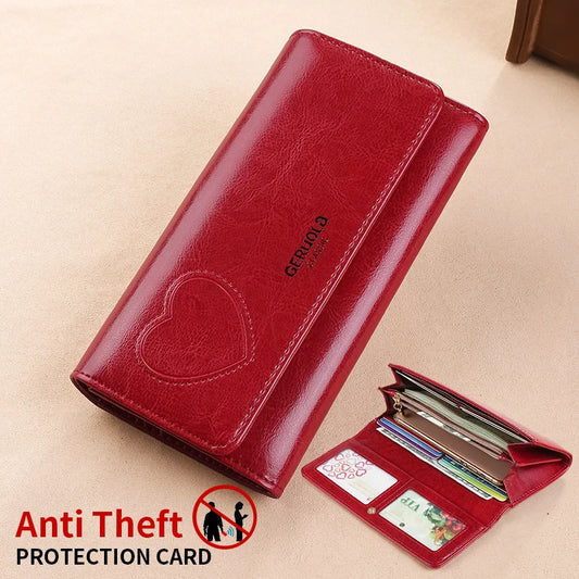 GERUOLA RFID Anti Theft Long Wallet With Demagnetization
