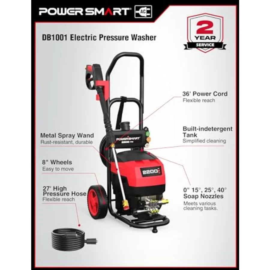 Electric Pressure Washer 1.2 GPM For Cars Patio Decks Fences