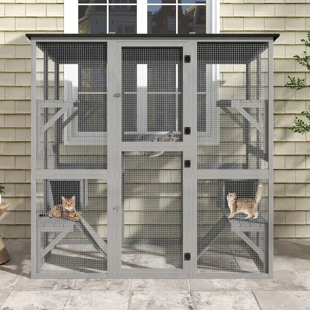 Outdoor Cat Enclosure Catio Walk In Cage With Platforms For Cats