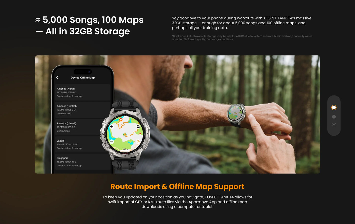 KOSPET Tank T4 Smartwatch For Men GPS Offline Maps 10ATM