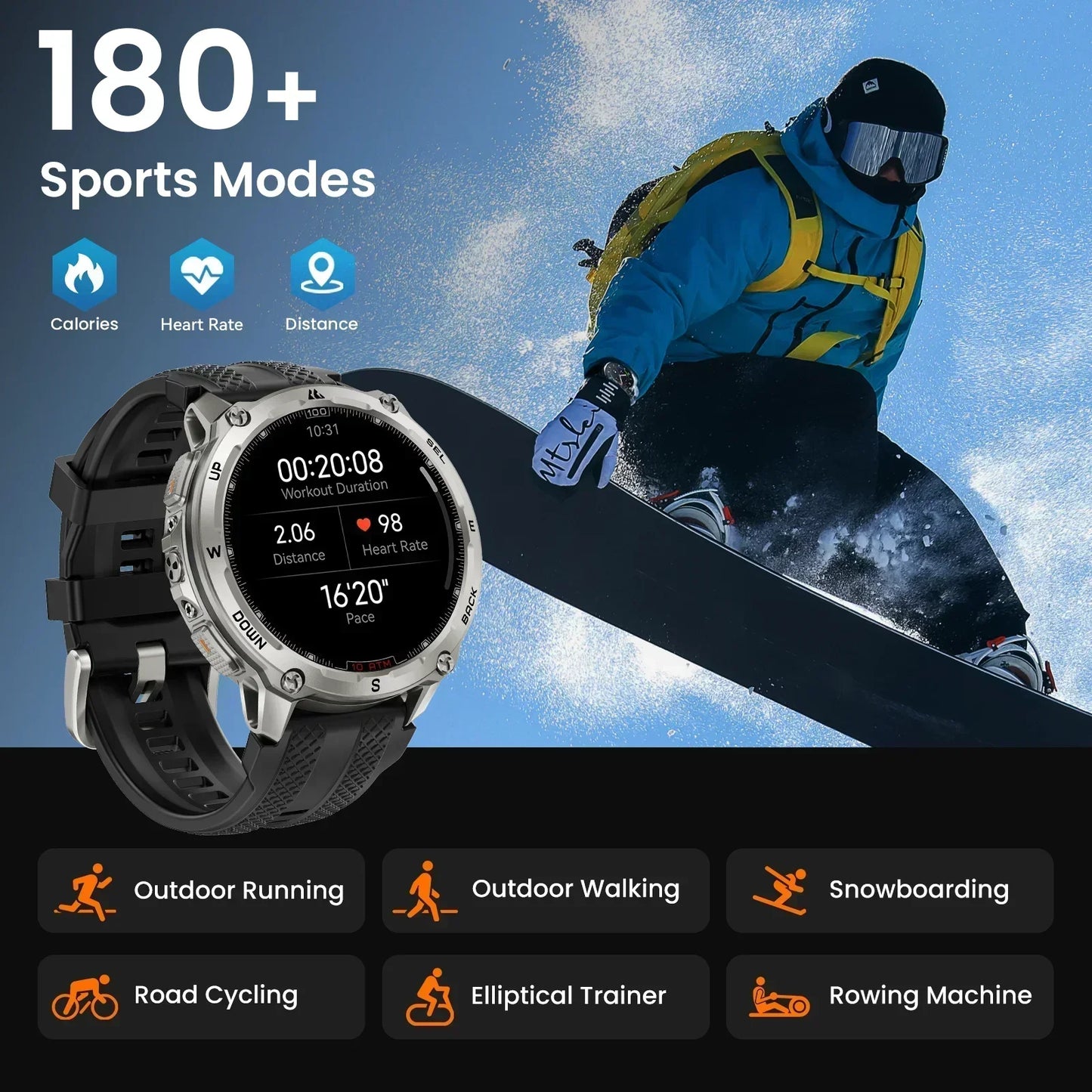KOSPET Tank T4 Smartwatch For Men GPS Offline Maps 10ATM