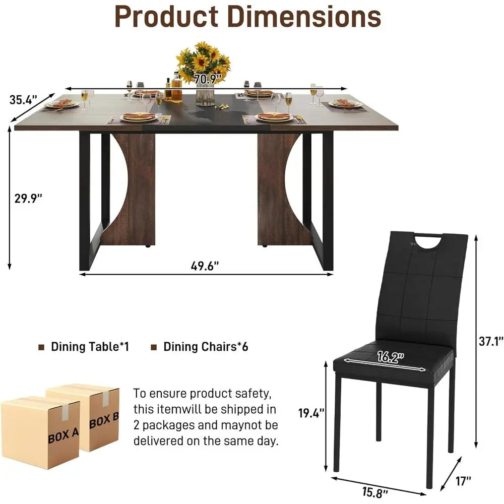 Modern Wooden Dining Set With Upholstered Chairs For Kitchen