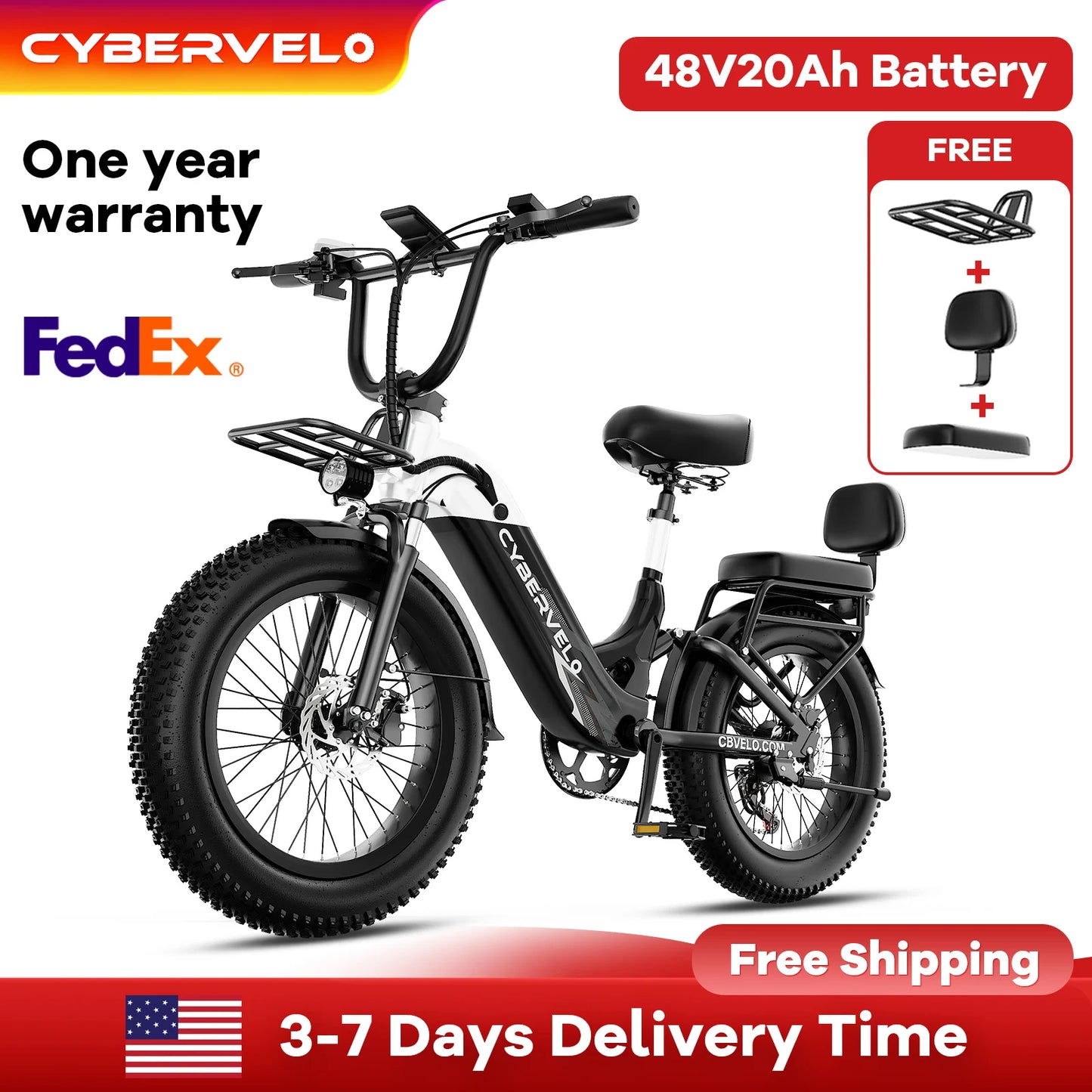 CYBERVELO EK12 Step Through Electric Bike With Removable 48V Battery