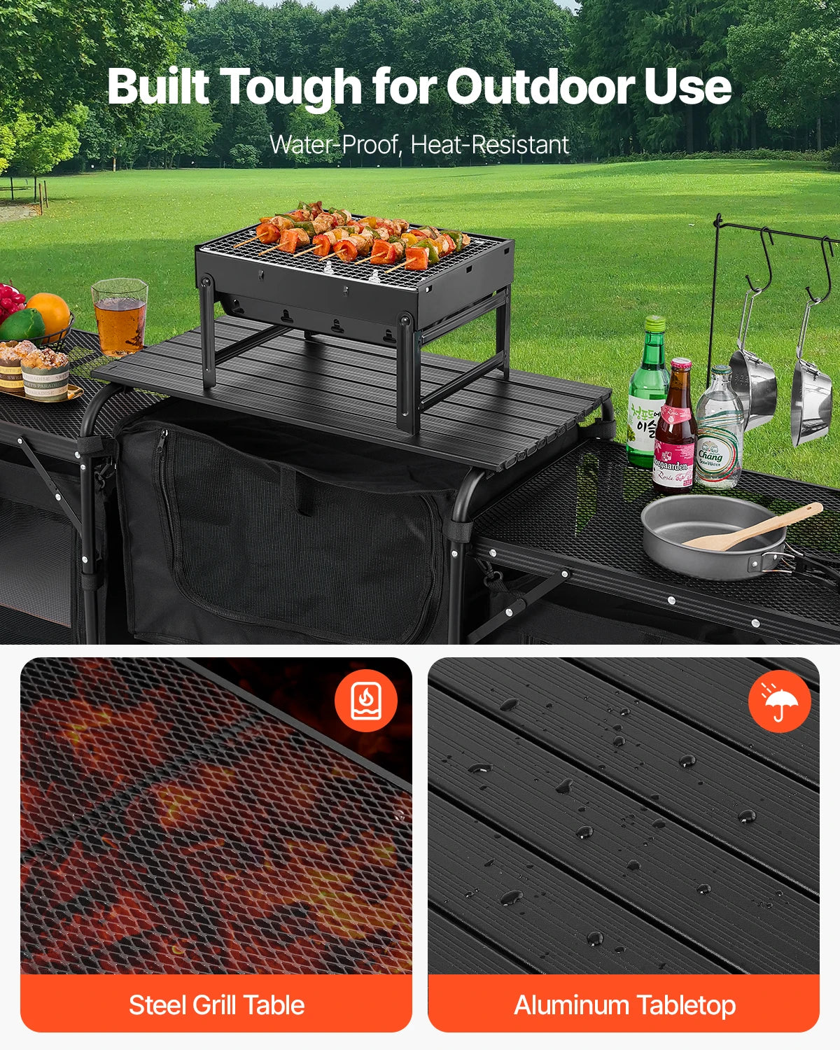 VEVOR Camping Kitchen Table Aluminum Portable Cook Station