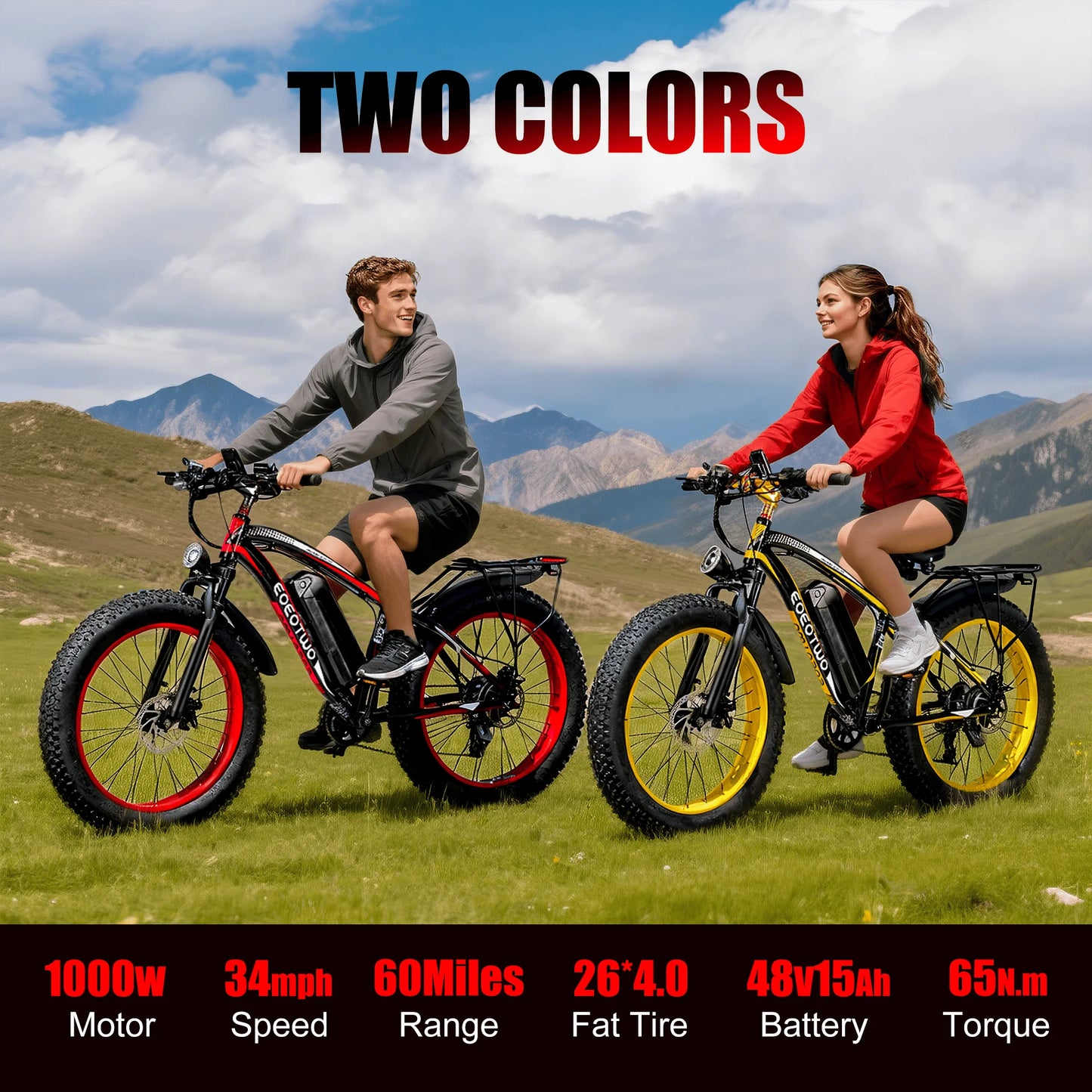 EOEOTWO 1500W Fat Tire Electric Bike For Adults All Terrain