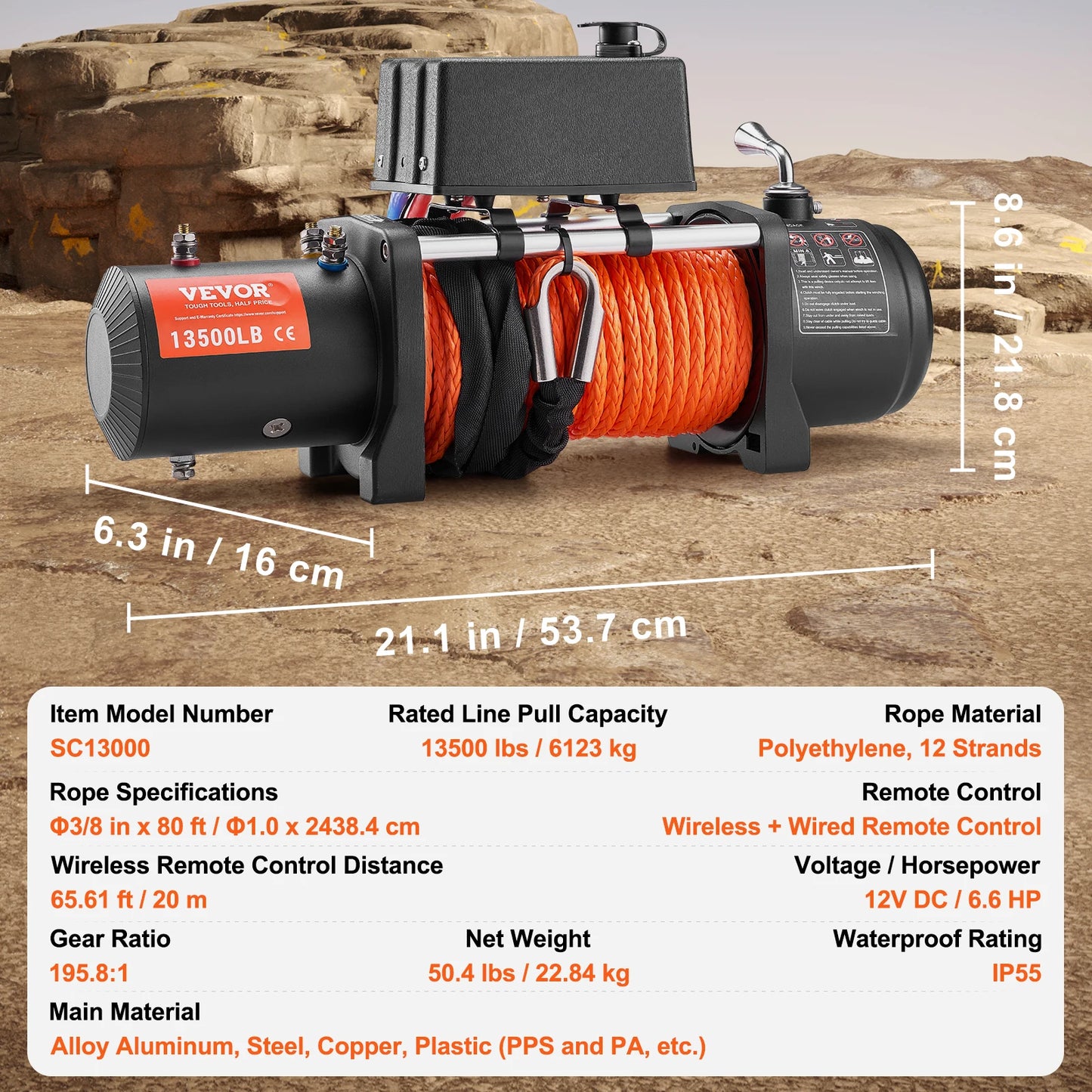 SucceBuy 13500Lb Electric Winch With Wireless Remote