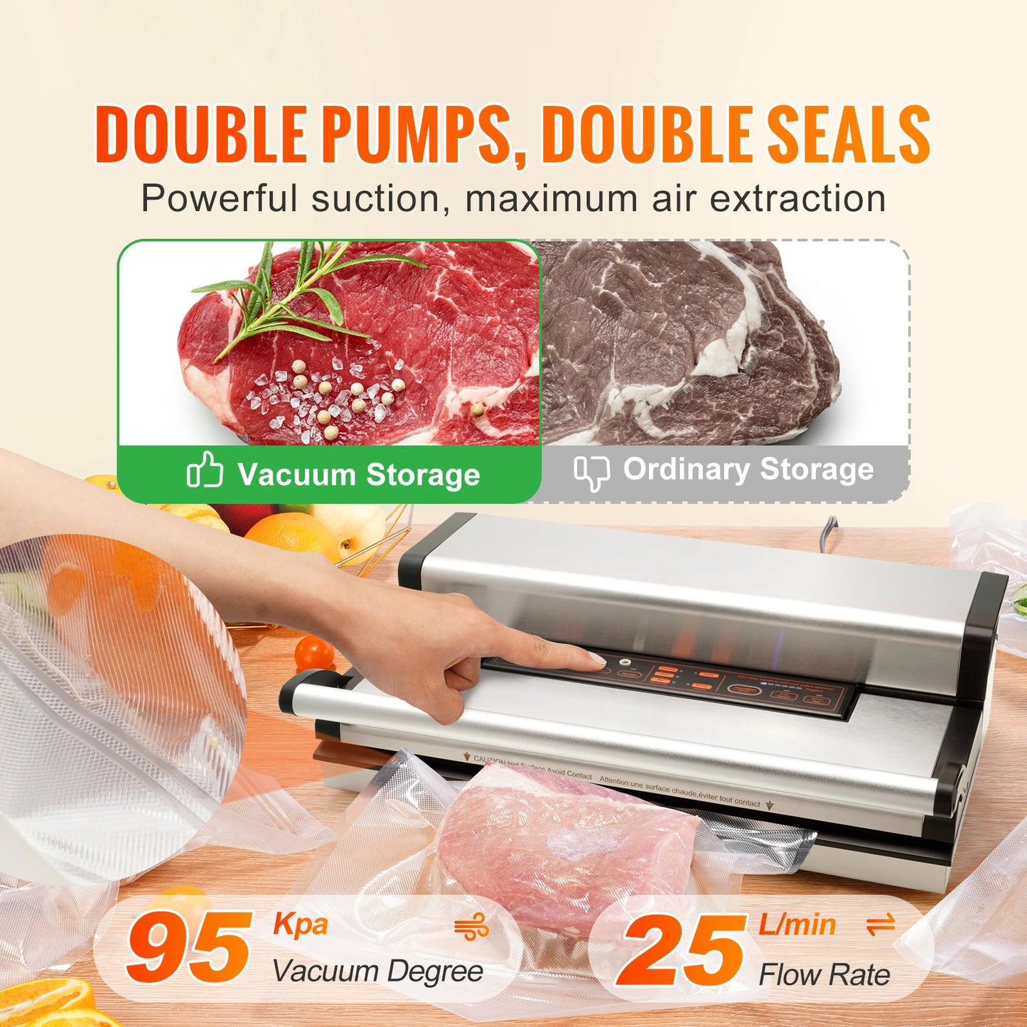 SucceBuy Automatic Vacuum Sealer Machine With Bag Roll Storage
