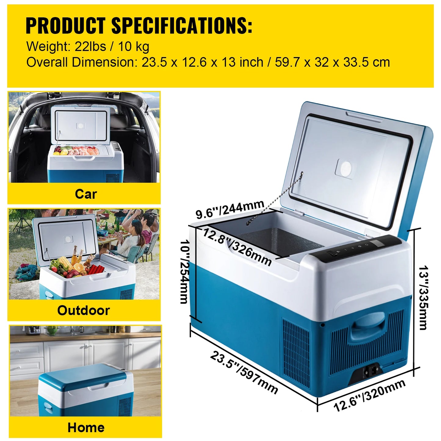VEVOR Car Refrigerator Portable Compressor Cooler DC 110 240V