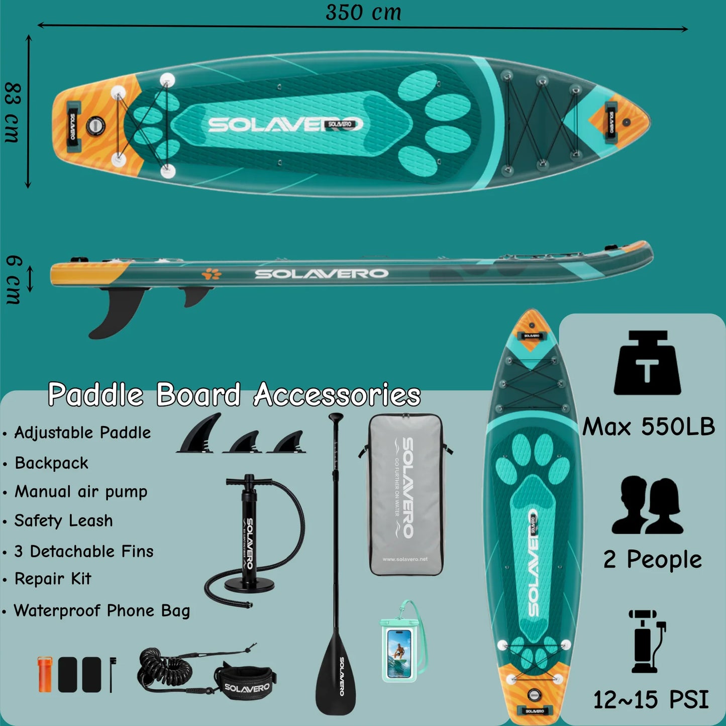 Inflatable Stand Up Paddle Board Non Slip EVA Deck With Premium Accessories