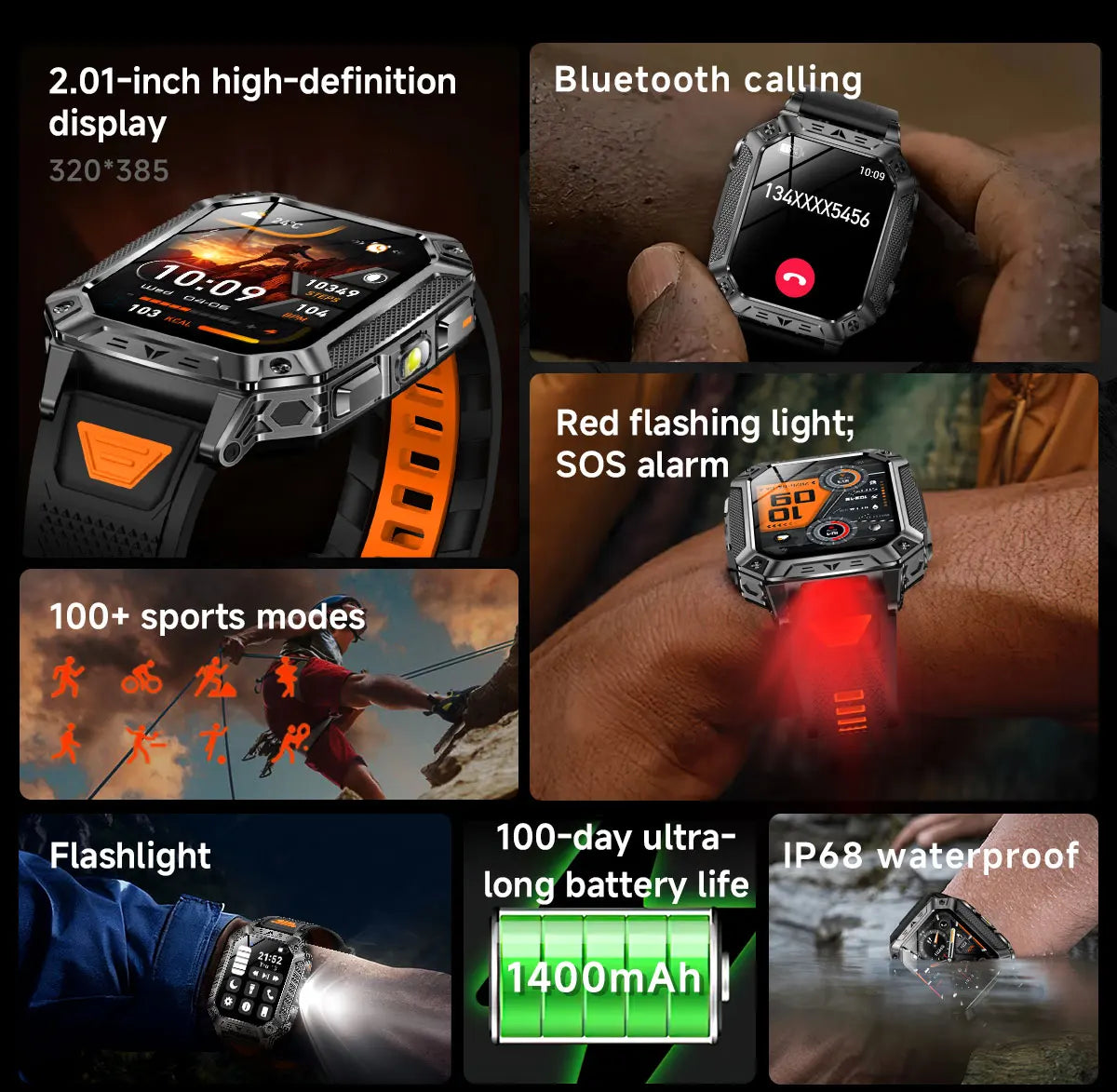 GPS Smart Watch AMOLED 1400mAh Waterproof Fitness Tracker Bluetooth Call
