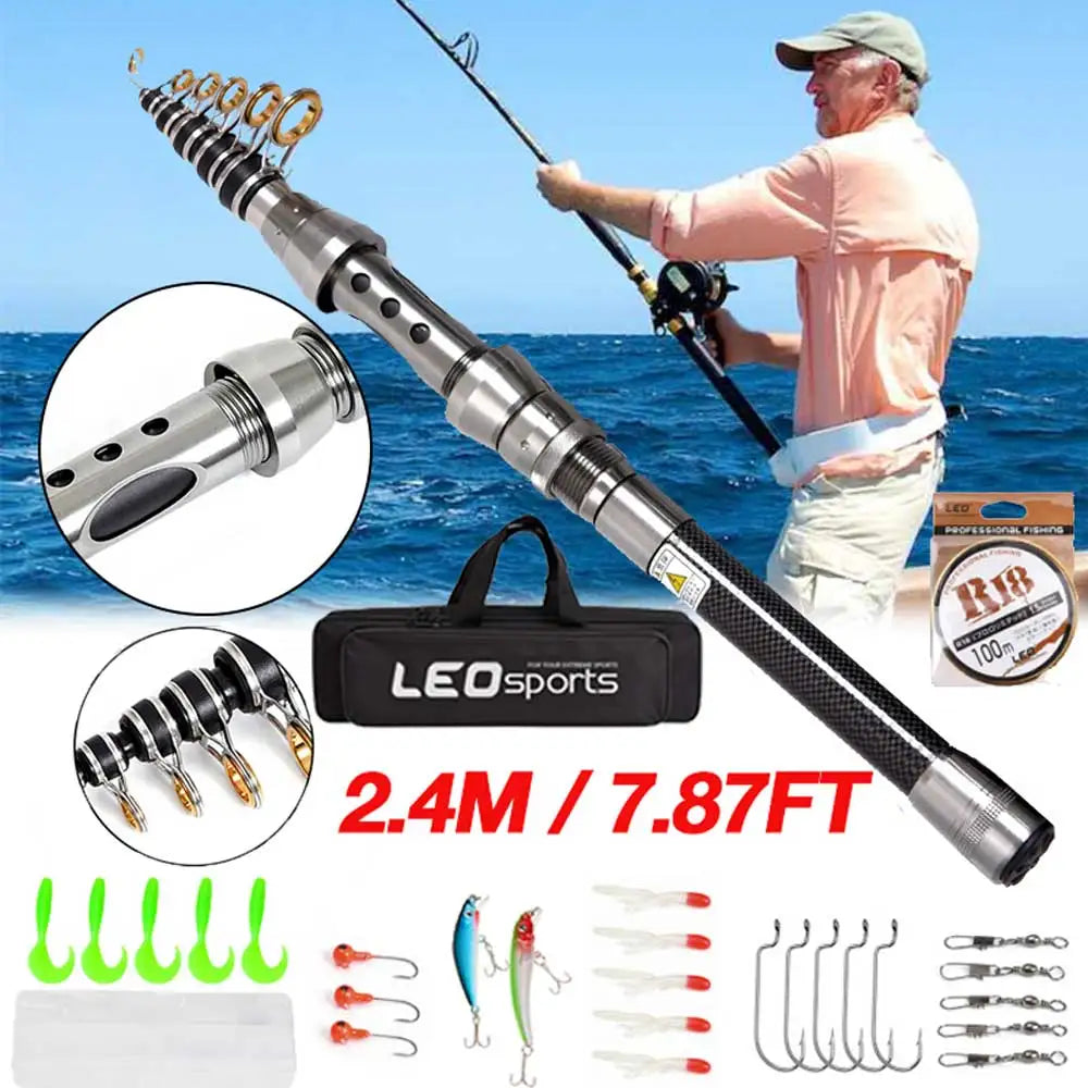 Telescopic Fishing Rod And Reel Kit With Lures And Accessories