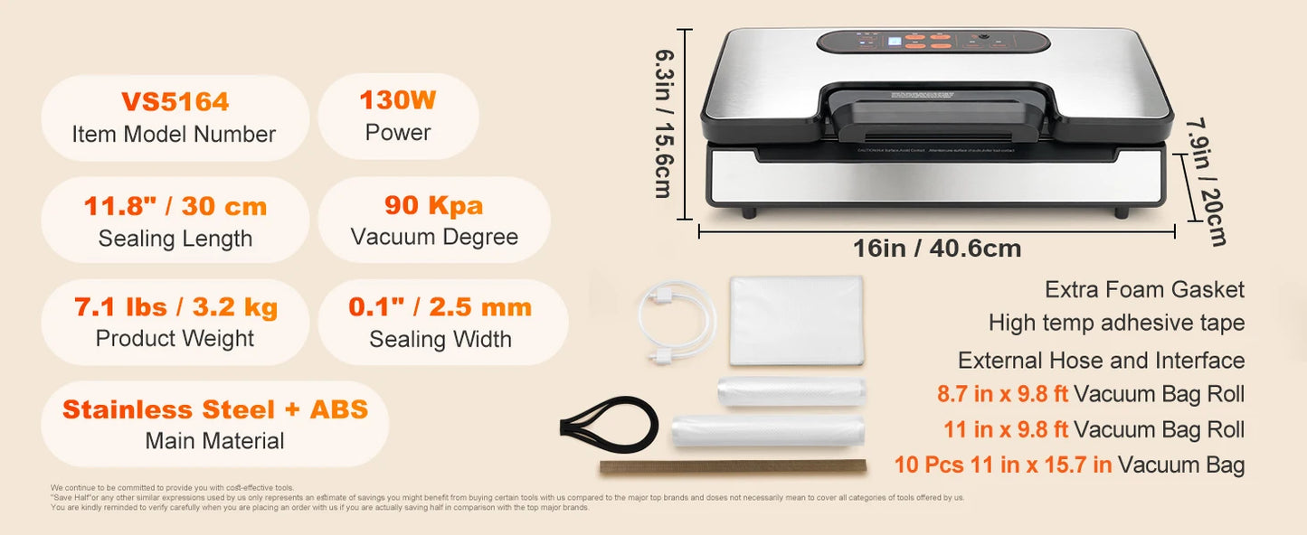 SucceBuy Automatic Vacuum Sealer Machine With Bag Roll Storage